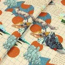 140*100 см волка и горы шитье Холст Хлопок Поплин Ткань DIY Ручная работа Материал Ткань для шитья, пэчворка