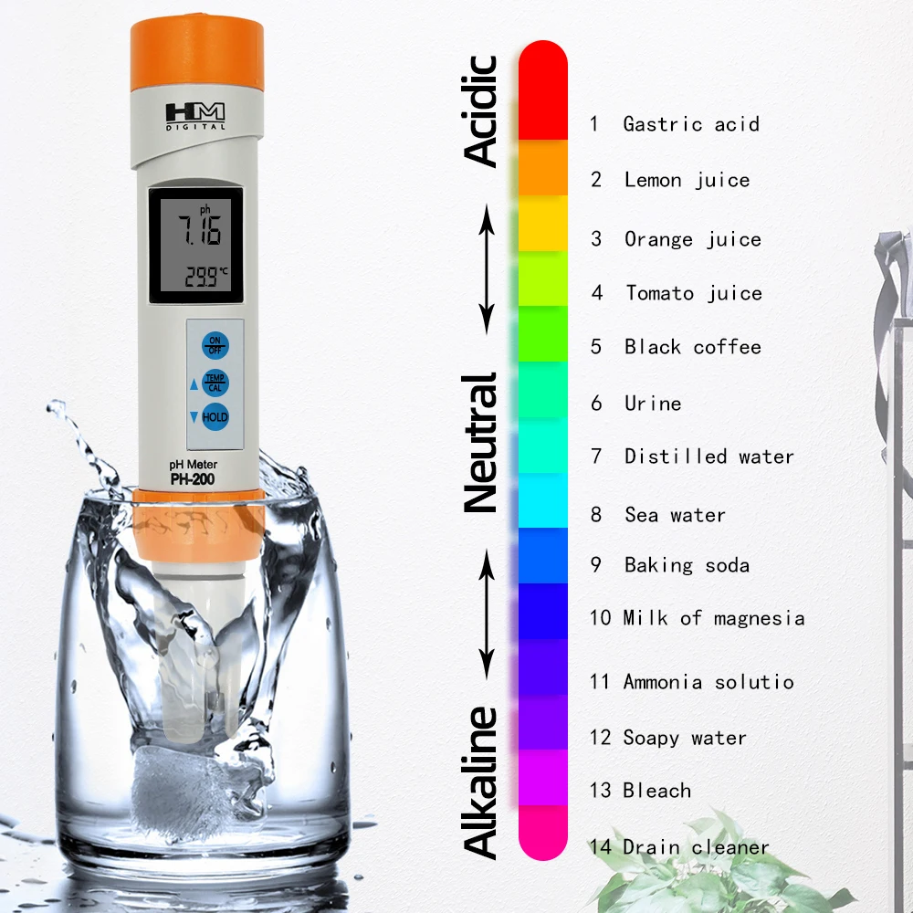 HM Digital PH-200 PH Meter COM-100 EC TDS Meter Temperature with
