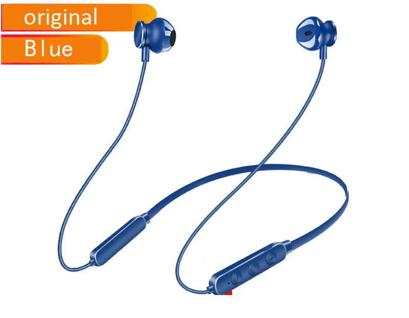 HuanYun Bluetooth наушники нашейные Беспроводные спортивные наушники с двойным аккумулятором Bluetooth наушники стерео бас с микрофоном - Цвет: Синий