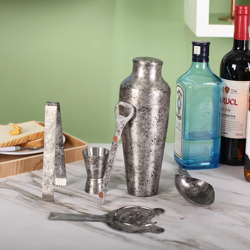 Vintage stainless steel 570ml custom made cocktail shaker luxury bar set