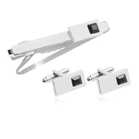 Fashion Business Shirt Sleeve Decorative Buttons Classic Geometric Tie Clips and Cufflinks Set for Men's Luxury Jewelry Gift 5