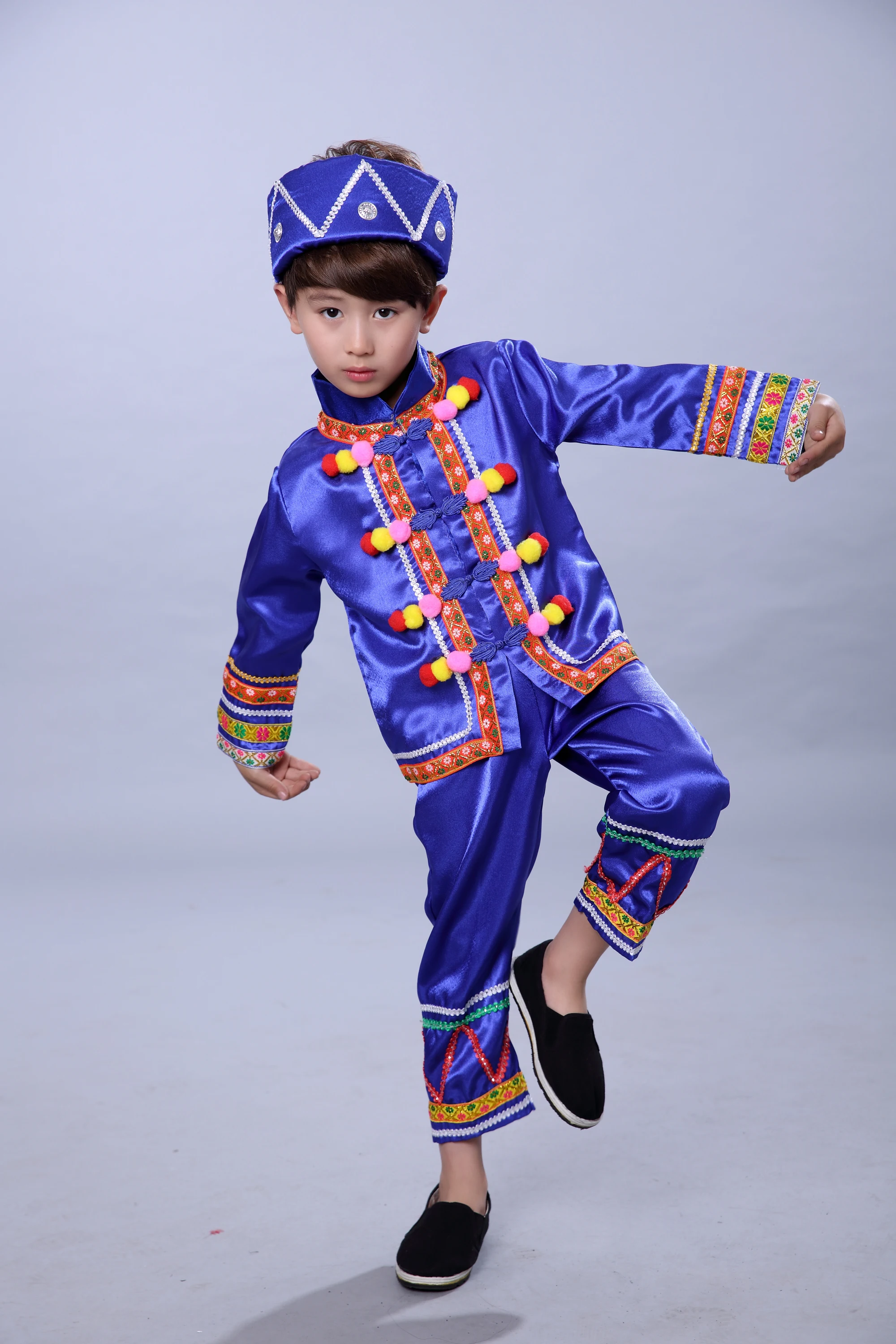 Костюмы для мальчиков Miao, китайская одежда для народных танцев, одежда Hmong, китайская одежда для мальчиков