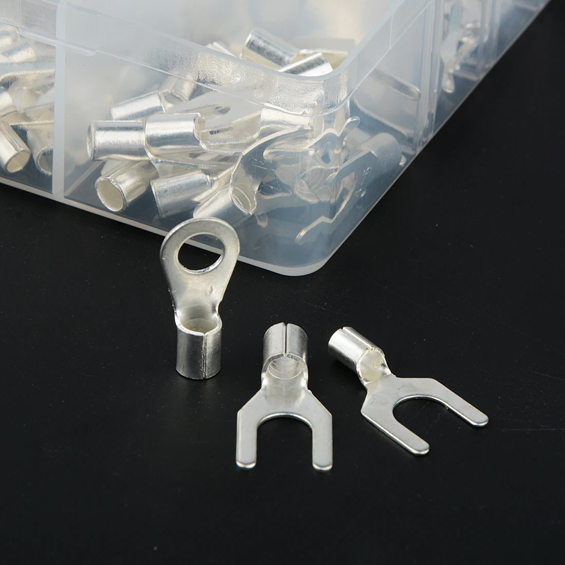 420Pcs/Box 18 In 1 Non-Insulated Terminals Ring Fork U-type Brass Terminals Assortment Kit Cable Wire Connector Crimp Spade Set