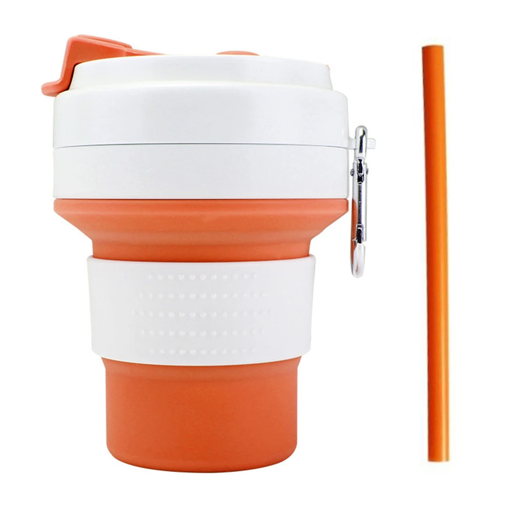 Наружная портативная силиконовая кружка для походов Складная чашка с соломинкой для кемпинга путешествия офиса BPA бесплатно 350 мл/11,8 унций