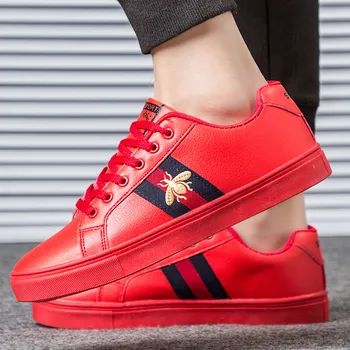 

Men Casual Shoes 2020 Fashion Red Black Sneakers Men Shoes Casual Classic Breathable Winter Sneakers Walking Leather Shoes Men