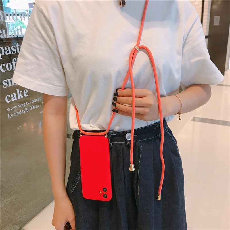 mobile phone pouch for ladies Crossbody Necklace Lanyard Phone Case For OnePlus 10 Pro 9RT 9R 9 Nord 8T 8 7 7T Original Liquid Silicone Cord Strap Candy Cover waterproof phone pouch Cases & Covers