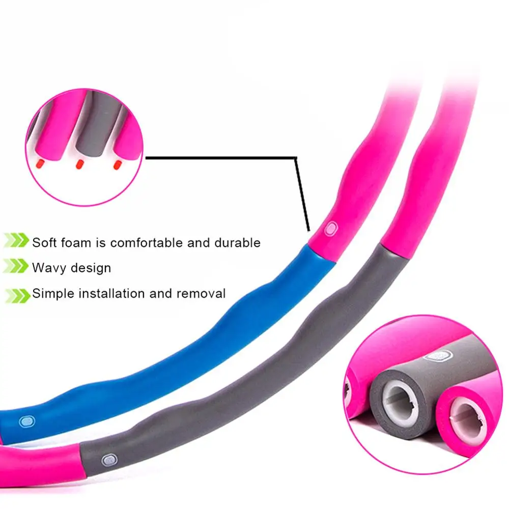 8 Section Fitness Sport Hoop Body Building Thin Waist Fitness Circle Equipment Removable Foam Hoop Adult Gymnastic Hoop Gym