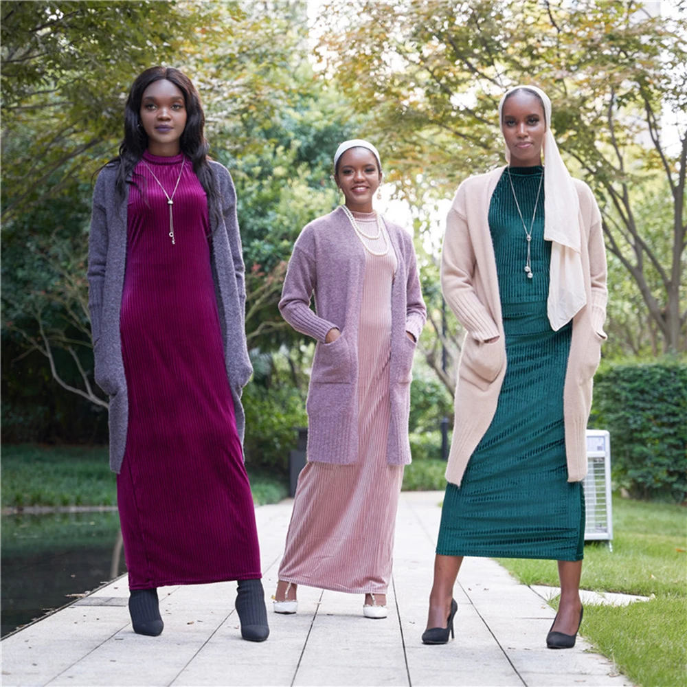 

Open Dubai Abaya Turkey Hijab Muslim Kimono Cardigan Coat Mujer Islam Clothing African Dresses Abayas For Women Knitted Sweater
