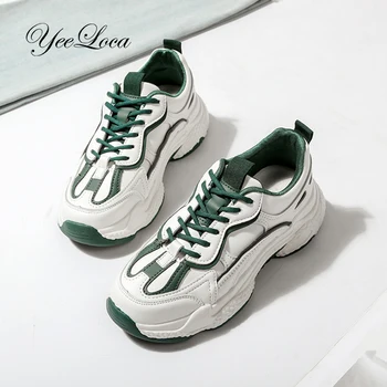 

Women's Retro 90s Ugly Dad Colorblock Chunky Platform Fashion Sneaker Leisure Shoes Spring Leather Sneakers Cosy Walking Shoes