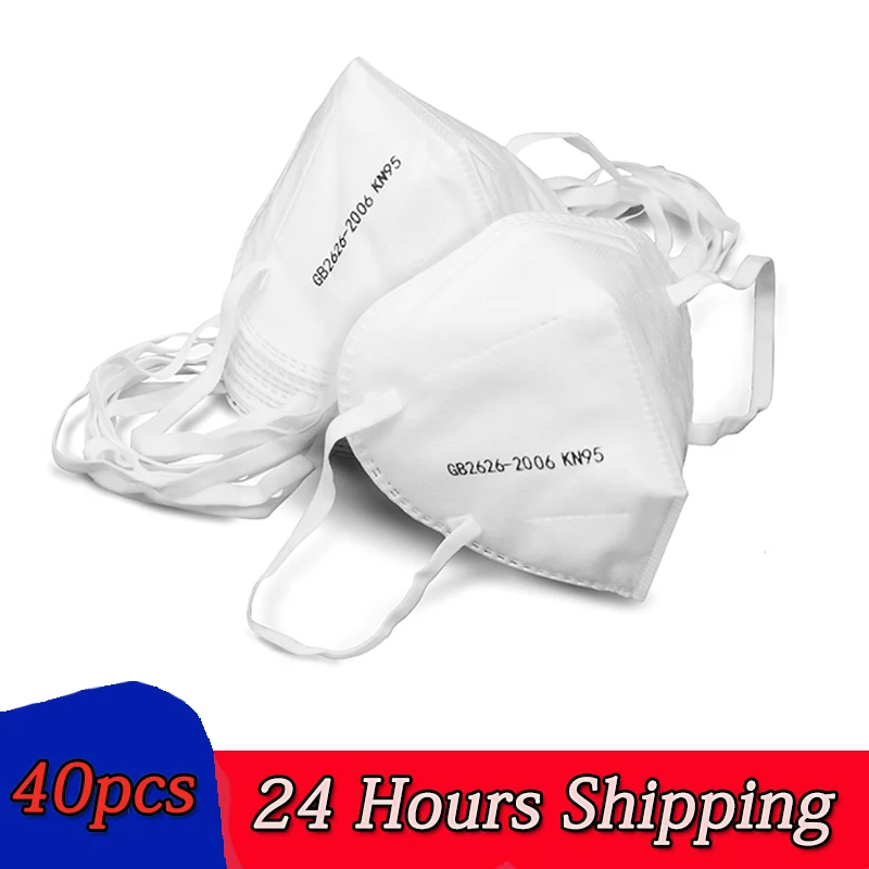 

40PCS N95 Mask CE Certification Mouth Face Mask Dust Anti Infection KN95 Masks PM2.5 Anti-fog Protective Respirator Reusable