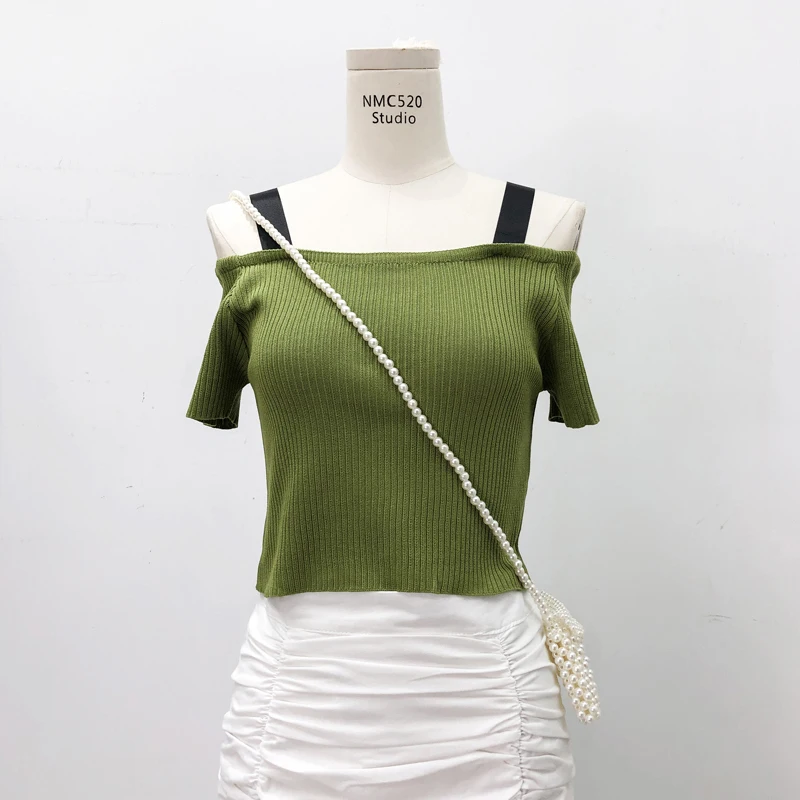 Весенне летний укороченный топ женская одежда 2020 уличная на бретелях корейский