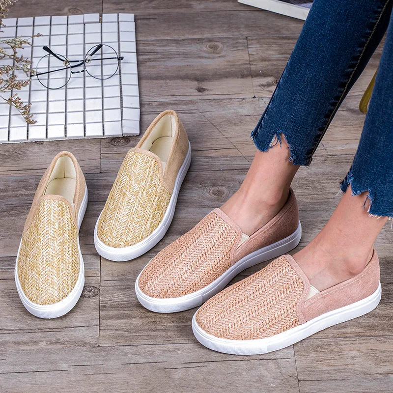 

2019 Summer New Style Large Size WOMEN'S Shoes Low Top Weaving Breathable Shoes Casual Shoes Women's