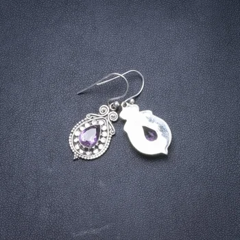 

Natural Amethyst Handmade Unique 925 Sterling Silver Earrings 1.25" Y3243