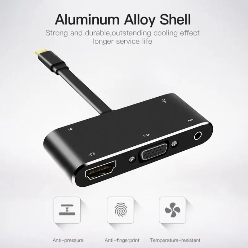 5 в 1 USB концентратор TYPE-C до 4 к HDMI VGA 3,5 мм разъем аудио USB3.0 PD конвертер TYPE-C Многофункциональный преобразователь TYPE-C док-станция