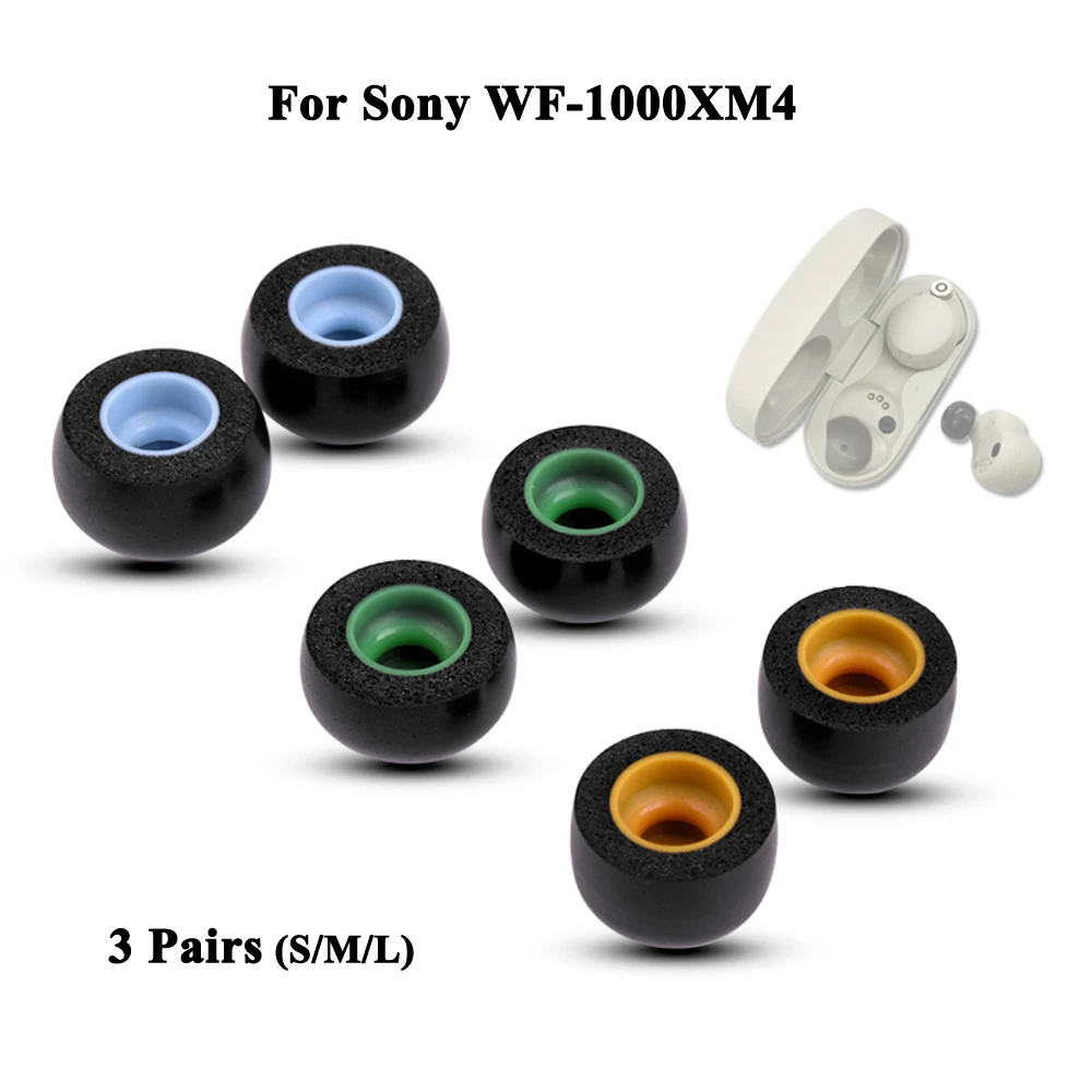 3Pairs Memory Foam Ear Tips for Sony WF 1000XM4 Eartips True Wireless