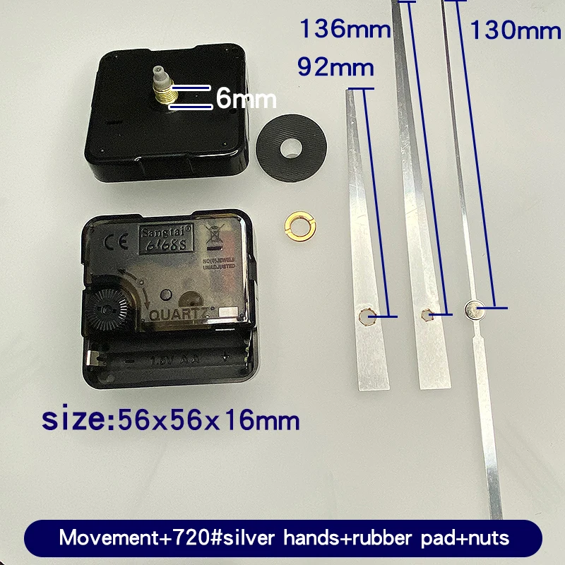Mécanisme D'horloge Murale Silencieux - Aiguilles Heures/minutes/secondes Incluses - 41 Mm, Pile AA