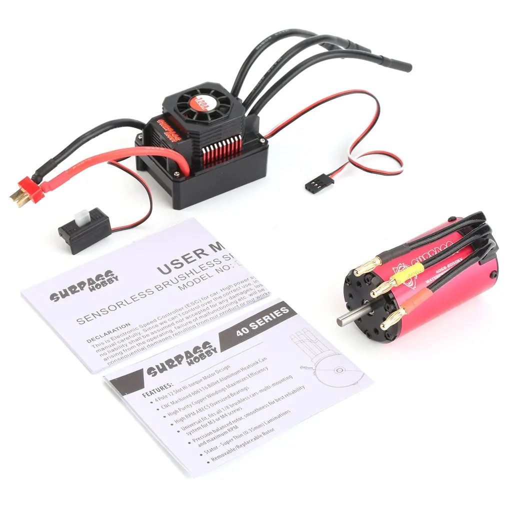 

2019 SURPASSHOBBY KK 4068 2050KV Brushless Motor with 120A Waterproof Speed Controler ESC for 3S 4S 1:8 Racing Drift Car Model