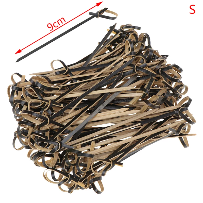 Ends Knotted Cocktail Picks 100pcs Disposable Bamboo Picks with Twisted for Cocktail Party Food Drink Barbeque Snacks Club