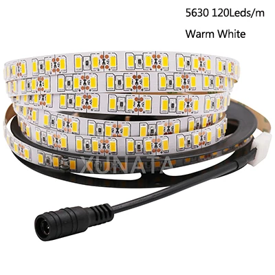 5M DC12V Светодиодная лента Лента SMD 5054 2835 5630 120Leds / m Водонепроницаемая светодиодная лента Гибкая светодиодная лента Светодиодные ленты Светодиодные лампы - Испускаемый цвет: 5630 120leds WW