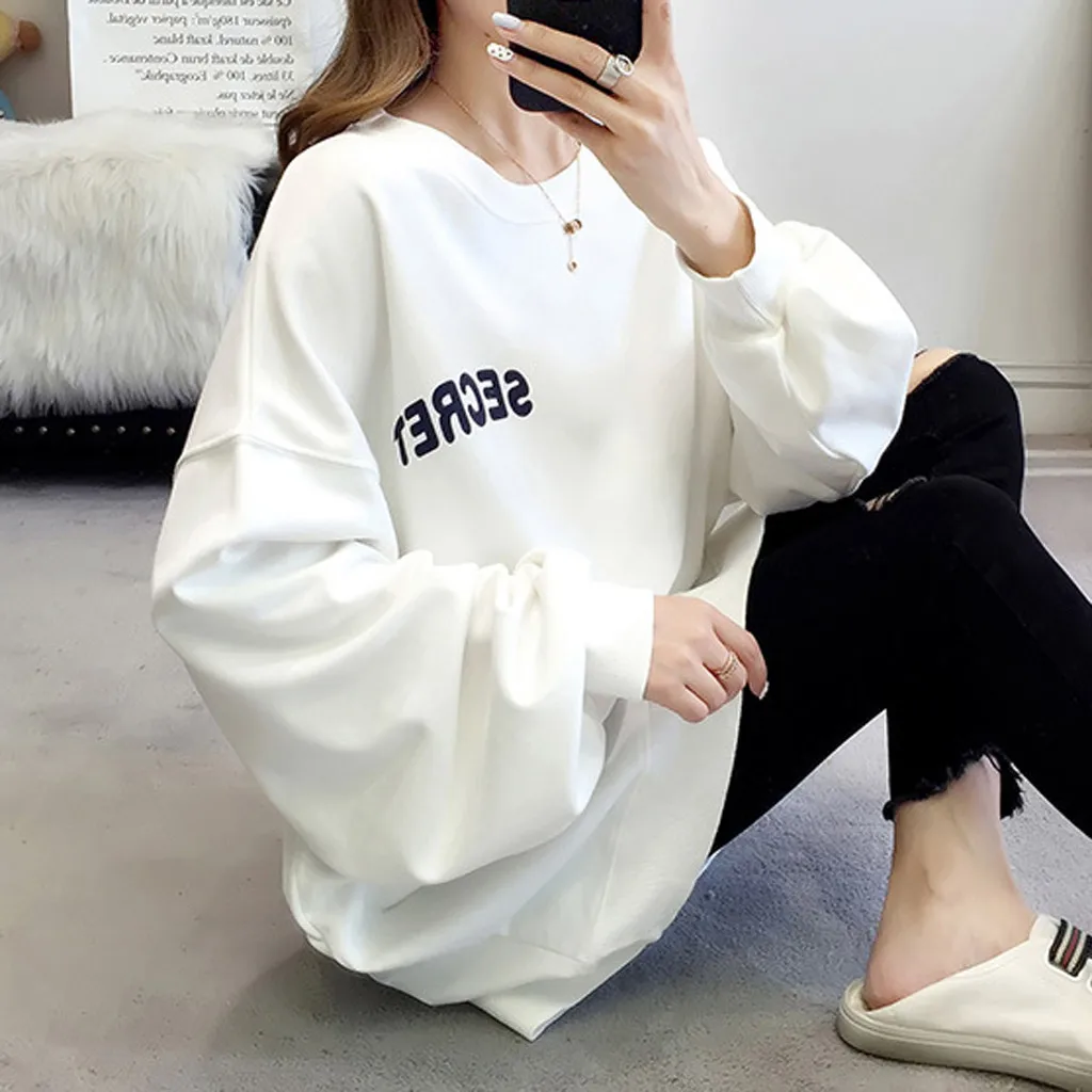 JAYCOSIN, Женский пуловер, свободный, Harajuku, с буквенным принтом, одежда, модная рубашка, большой размер, женская уличная толстовка, хип-хоп топы