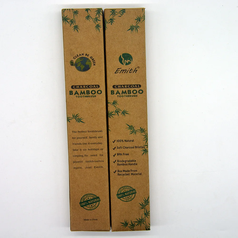 2 шт in1BOX круглая ручка натуральная Экологичная бамбуковая древесная зубная щетка