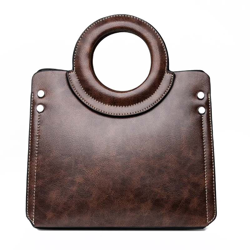 

Fashion Ladies Rivet Shoulder Bag Multi-function Arc Designer Handbag Brown Texture Leather Ladies Messenger Bag Mother Handbag