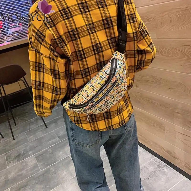 

Female Fashion Woolen Fanny Waist Packs Teen Girls Casual Chest Bags Women Zipper Phone Pouch Shoulder Crossbody Bags