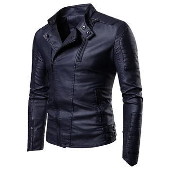 

Men Leather Jackets 2020 New Slant-pulled Motorcycle Leather Jacket Men with Suede Trend Casual Leather Jacket