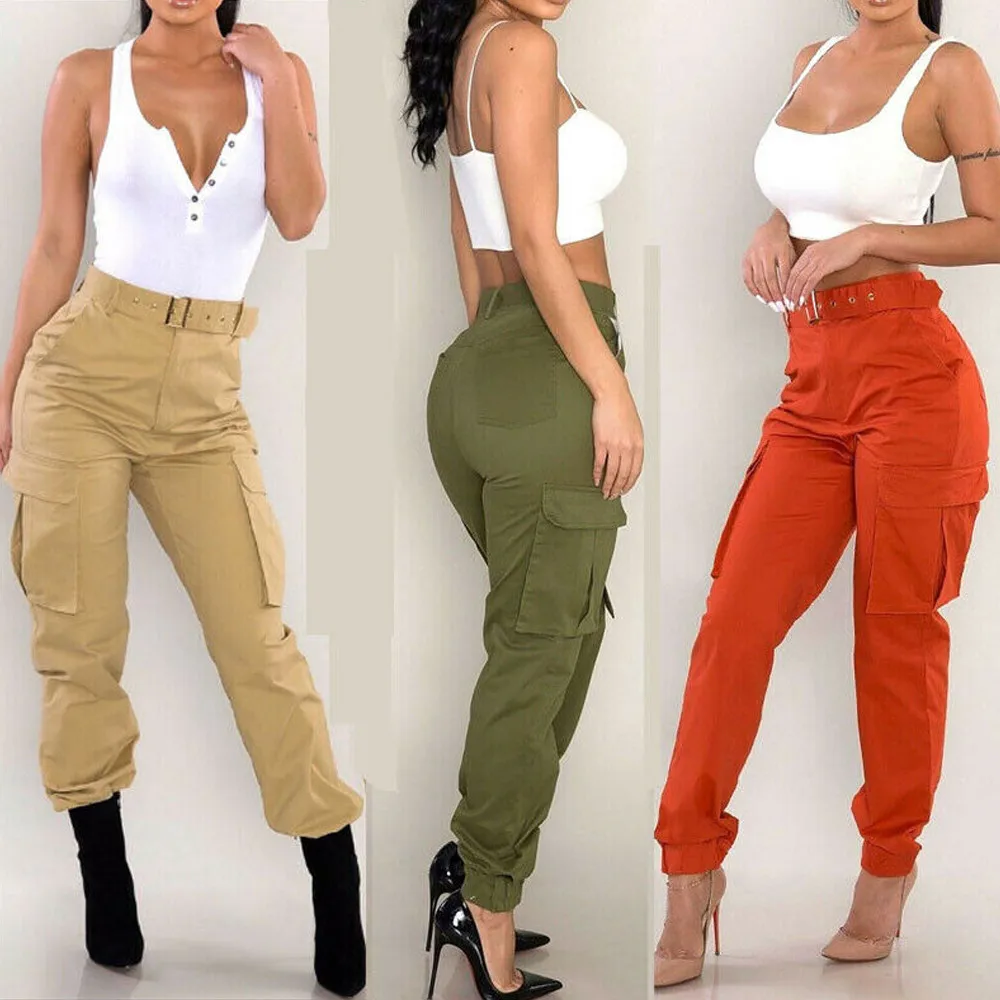 S 2XL Plus Size Pants Women Casual High 