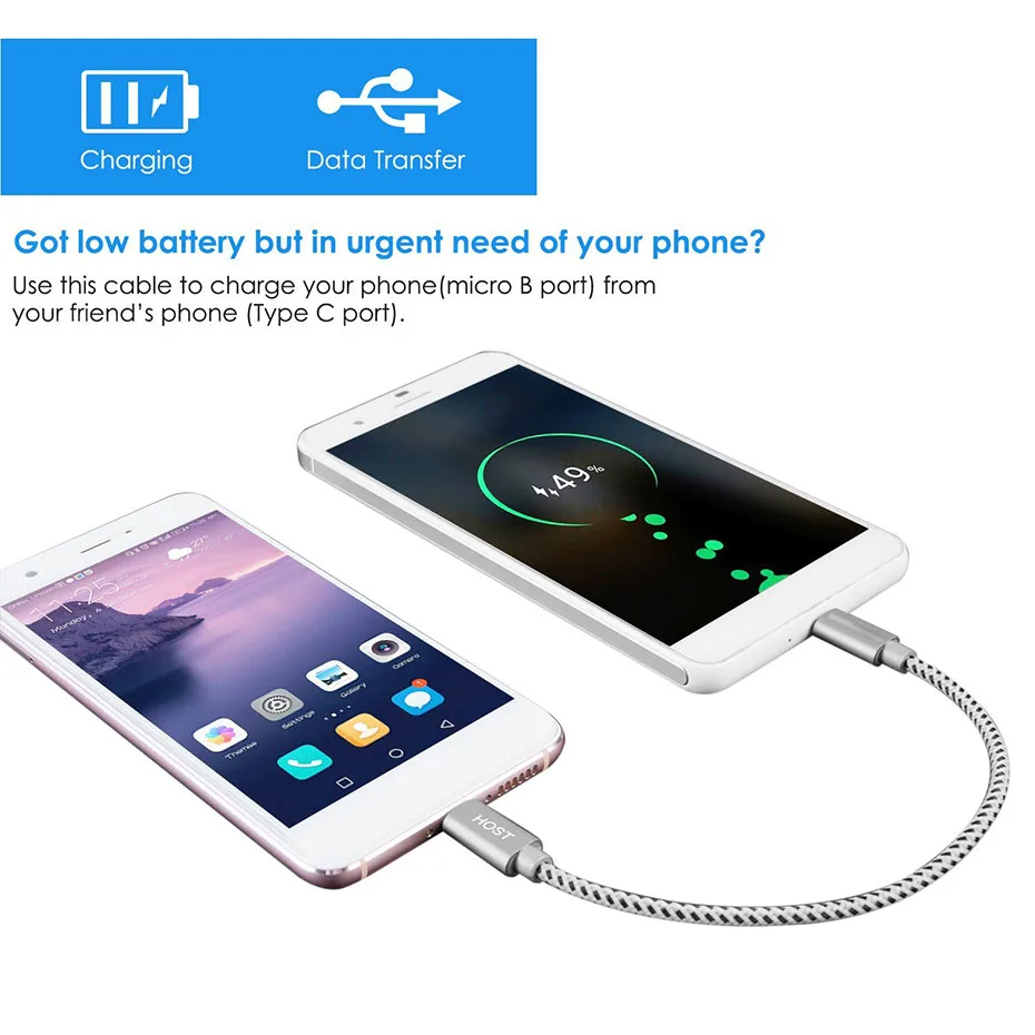 짧은 타입 C USB-C - 마이크로 USB 케이블 0.2m USB C - 마이크로 USB OTG 데이터 동기화 및 충전 케이블 (맥북 프로용)