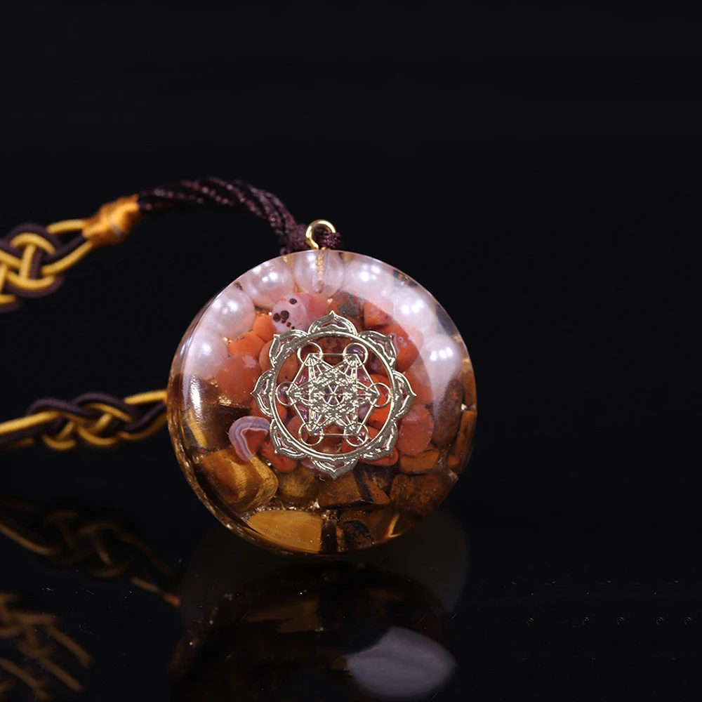 Ожерелье с кристаллами Lotus Orgone, энергетический преобразователь, камень, меняющий магнитное поле жизни, ожерелье из смолы