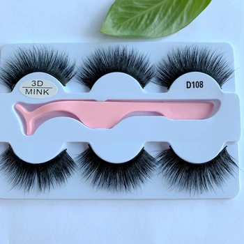 

New Style 3 Pairs Mink Lashes Real 3d Mink Lashes Vendors Free Eyelash Holder