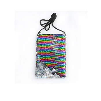 

1PC Simple Fashion Ladies Mini Wallet Slung Shoulder Bag Shiny Sequins Reversible Sequins Change Gift Bag