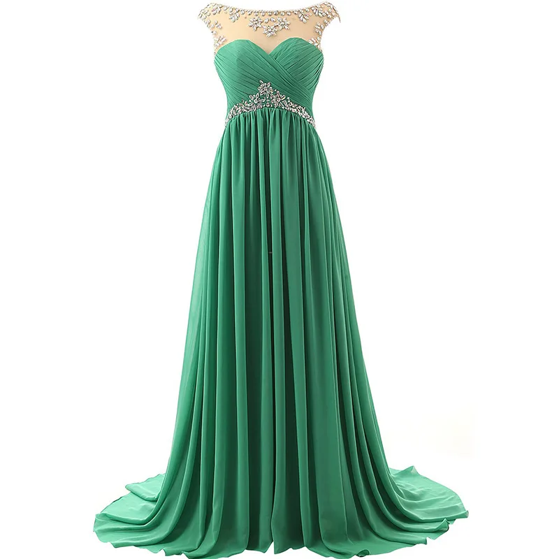 Шифон с хрустальным бисером платье подружки невесты длинное бирюзовое свадебное платье для беременных женщин свадебные платья для гостей - Цвет: Зеленый