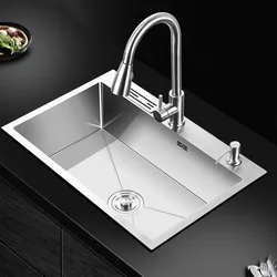 304 Stainless Steel Kitchen Sink Handmade Thickened Single Bathtub Sink Large Sink