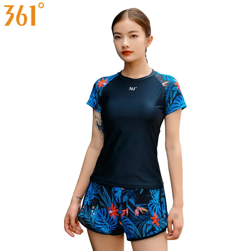 361 Tankini Swimsuits for Women Girls Sports Tankini Swimwear Two Pieces Bathing Suit For Surfing Swimming Short Sleeve Boysuit