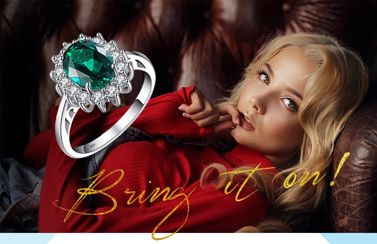 Jewelrypalace Зеленый Изумрудный стерлингового серебра 925 Мода Принцесса Диана Обручение обручальное кольцо для Для женщин Solitaire