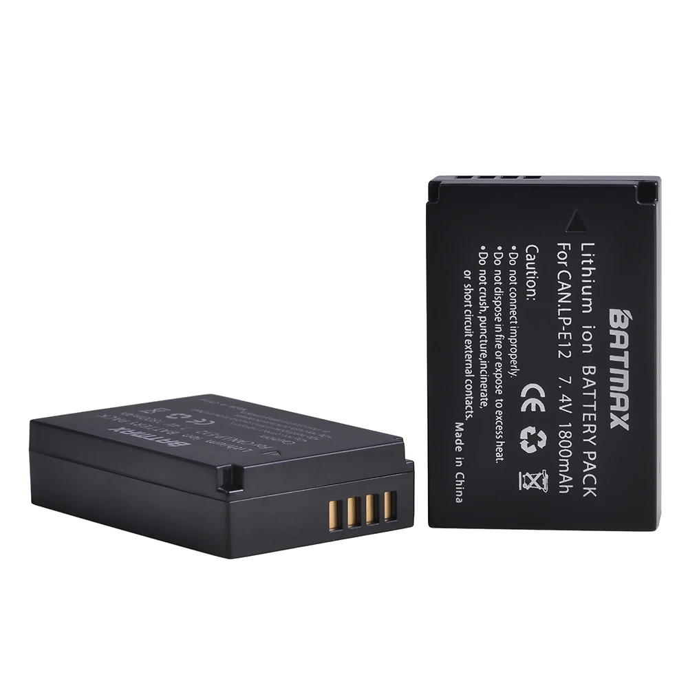 Аккумулятор для камеры Batmax LP-E12 LPE12+ ЖК-Зарядное устройство USB с портом type C для Canon EOS M50, EOS M100, 100D Kiss X7 Rebel SL1