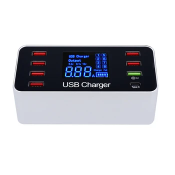 

USB Charger Type C LED 8 Ports 8A 40W QC 3.0 Fast Smartphone Charger for iPhone X XS X Samsung S10 Huawei P30 Pro Charger Dock