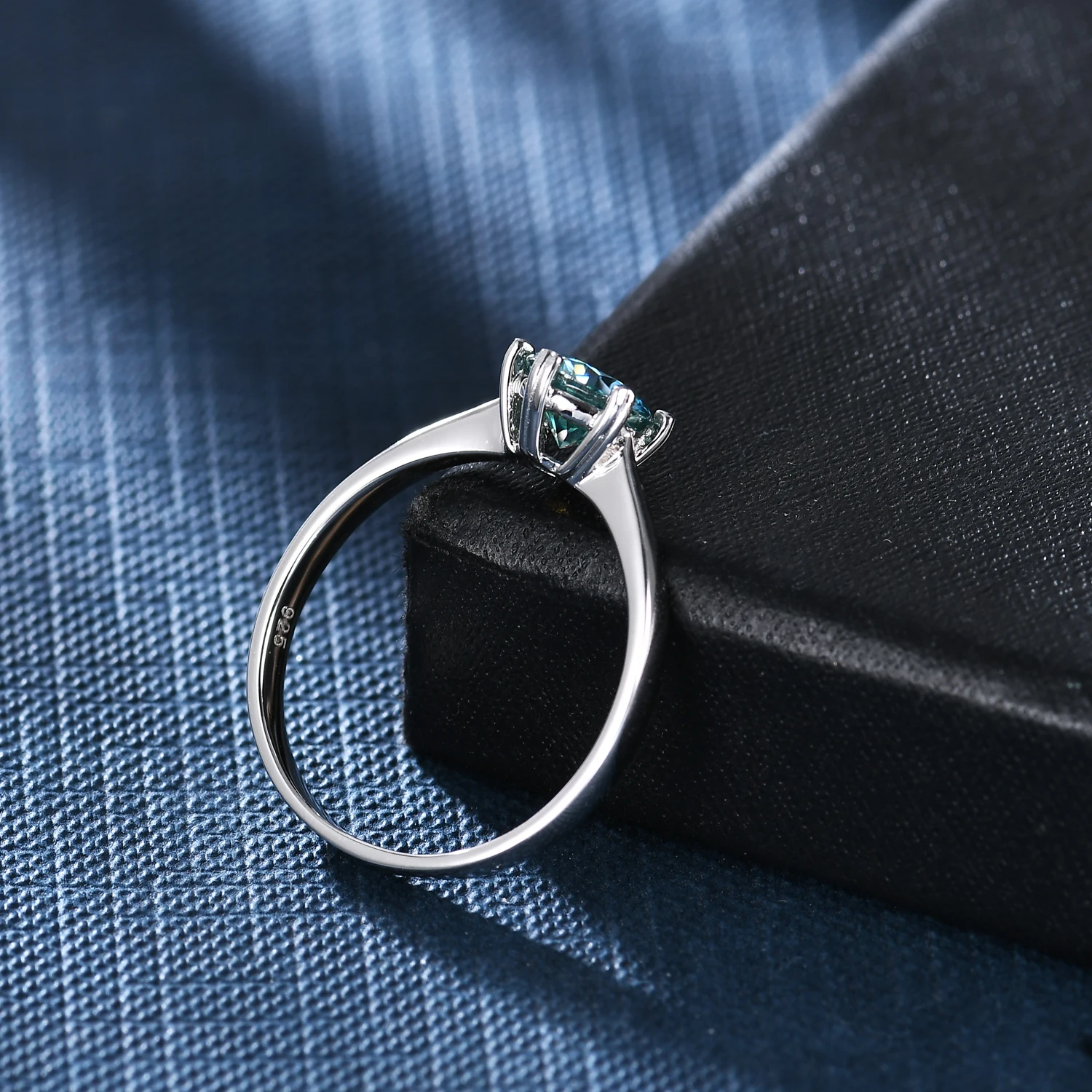 RICA FELIZ 925 Sterling Silver Moissanite Ring Knife-edge Round Green Moissanite Solitaire Engagement Ring For Women Wedding RicaFeliz • 2022