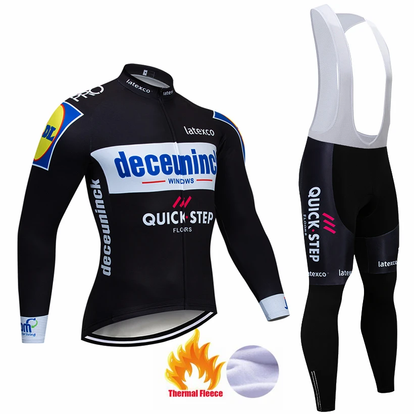 Pic Color Pro Team QUICK STEP Велоспорт Джерси 9D нагрудник набор Бельгийская велосипедная одежда мужская зимняя теплая флисовая велосипедная Одежда для велоспорта - Цвет: Pic Color