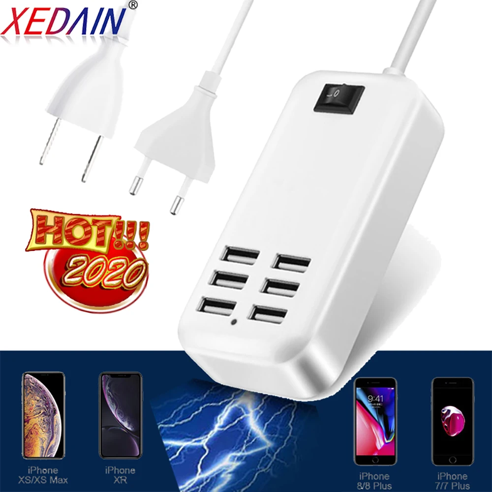 USB зарядное устройство XEDAIN с 6 портами 5 В/3 А вилка EU/US|us usb charger|usb chargerusb charger us |
