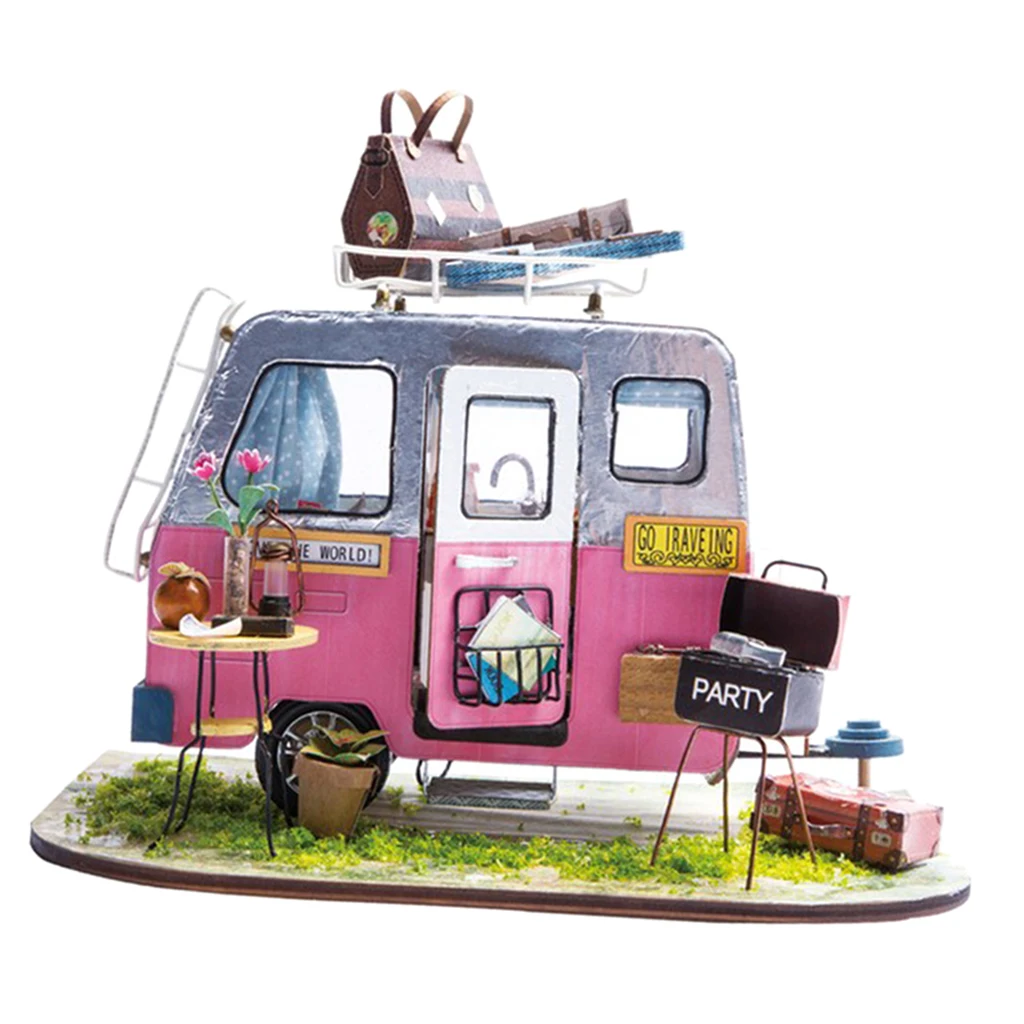 1/24 Dollhouse 3D Wooden Room Kit Miniature Travel Truck House Model to Build - Birthday Gifts for Kids