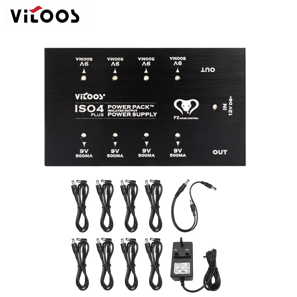 Black UK VITOOS ISO4PLUS гитарная педаль питания Блок питания станция 8 изолированных выходов Макс. 500мА для DC 9 в педаль аксессуары для гитары - Цвет: Black UK