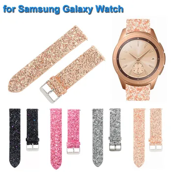 

Bling Shiny Luxury Leather Replacement Watch Band for Samsung Galaxy Watch 42mm Quick Release Running Wrist Support Accessories
