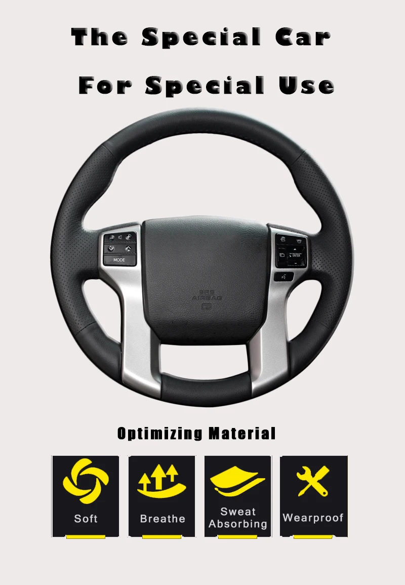Авто оплетка на руле Крышка для Toyota Land Cruiser Prado 2010- Tundra- Tacoma 2012- DIY автомобильные чехлы