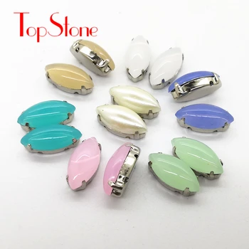 

TopStone 5x10mm 7x15mm Sew On Navette Quality Acrylic Opal Stone With Strong Claw Setting for Sewing on DIY Garment Derocation