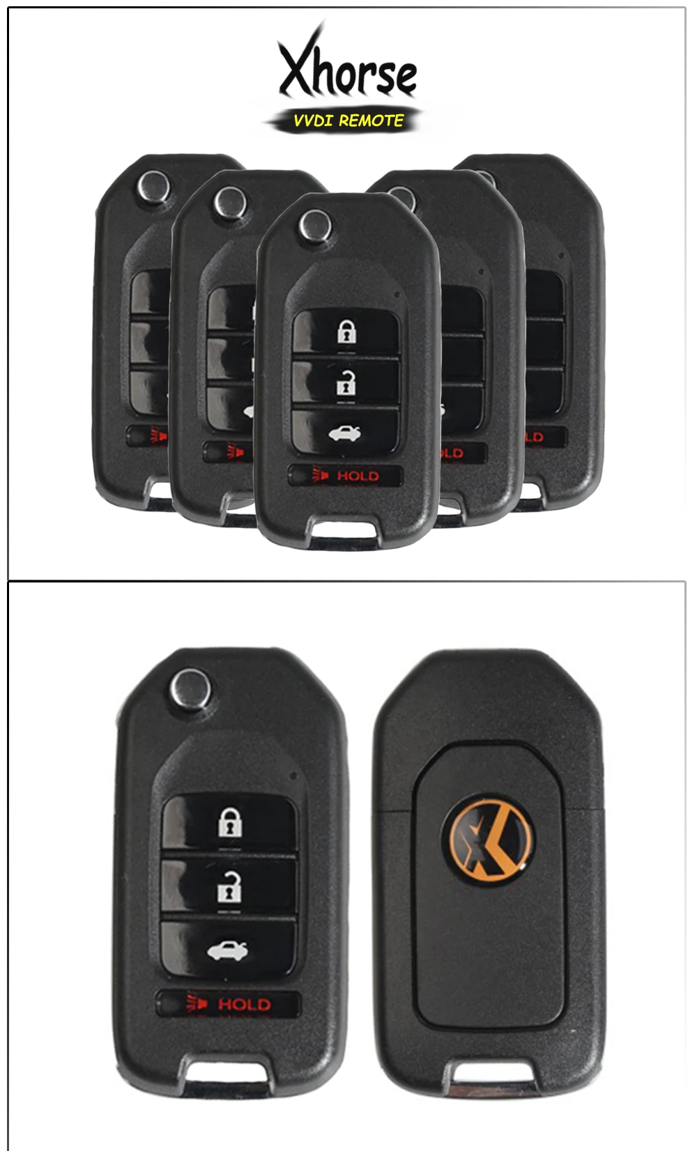 KEYECU 5x XKHO04EN(английская версия) Xhorse для Honda style 3+ 1 4 кнопки VVDI ключ инструмент VVDI2 провод дистанционного ключа