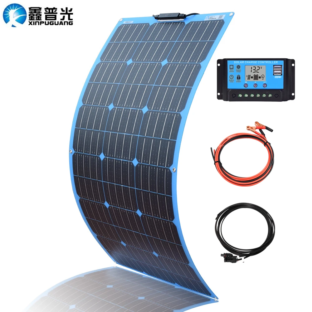 New 200W 100W Solar Panels Kit 18V Monocrystalline High Efficiency Flexible Photovoltaic Panel Power System Zonnepaneel | Электроника