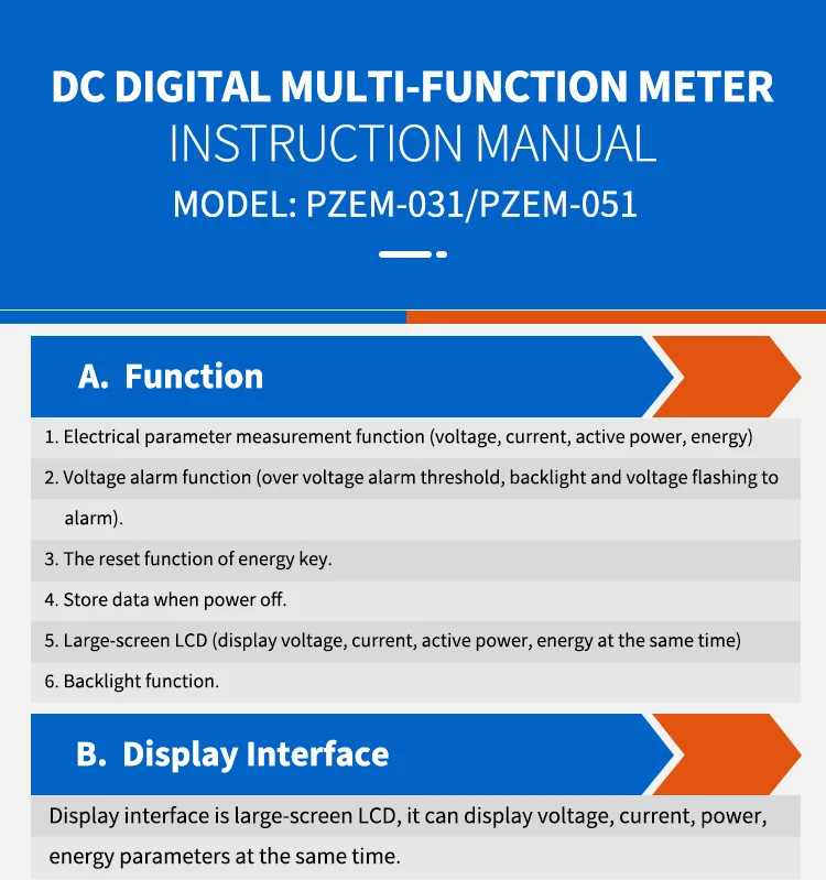 PEACEFAIR DC Digital Panel Voltmeter Ampermeter 6,5-100 V 100 A 4 IN1 LCD Power Energie Strom Watt Meter PZEM-051 Ohne Shunt – Detail 13